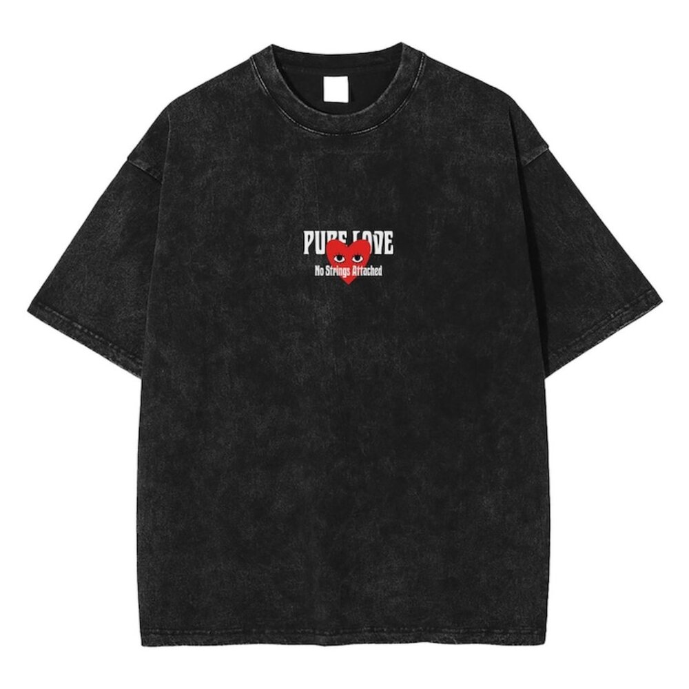 Pure Love Grunge Acid Wash Shirt, Two Side Black Color